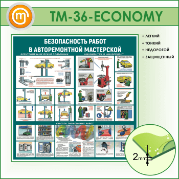Стенд «Безопасность работ в авторемонтной мастерской» (TM-36-ECONOMY)